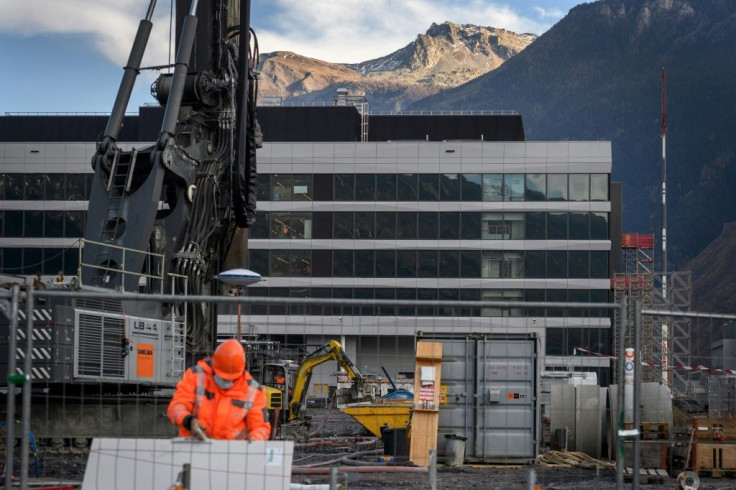 Construction is seen at a site in Visp, Switzerland where pharma contractor Lonza will produce Moderna's vaccine for all countries except the United States