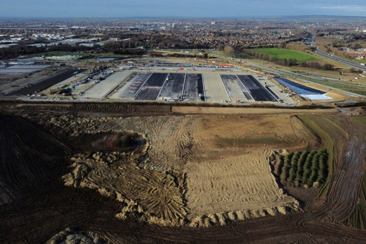 A lorry park under construction between the villages of Sevington and Mersham in Kent will have the capacity to hold nearly 10,000 vehicles