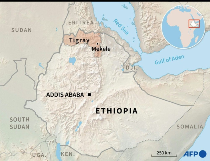 Map of Ethiopia locating Tigray and the regional capital Mekele
