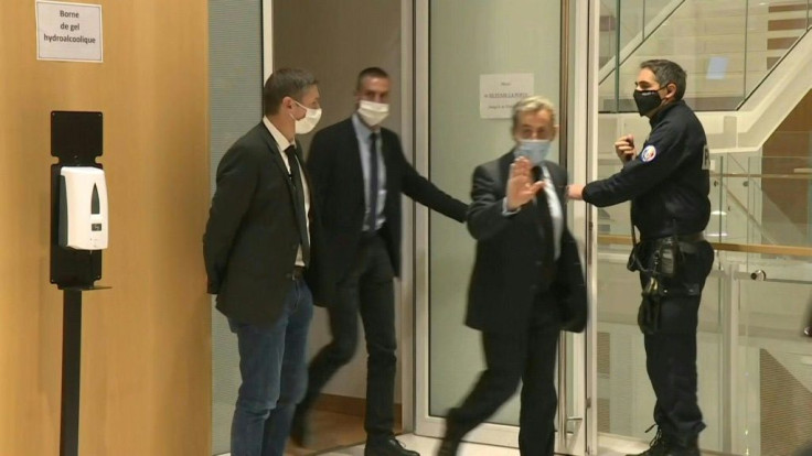 French ex-president Nicolas Sarkozy, leaves court after prosecutors asked for him to receive a four-year prison sentence
