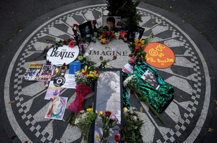 Fans created a shrine to mark the 40th anniversary of John Lennon's death at Strawberry Fields in Central Park