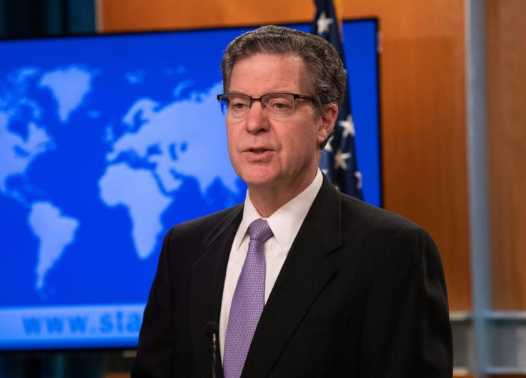 US Ambassador-at-Large for International Religious Freedom Sam Brownback, seen speaking at the State Department in June 2019, has voiced concerns about the situation in France