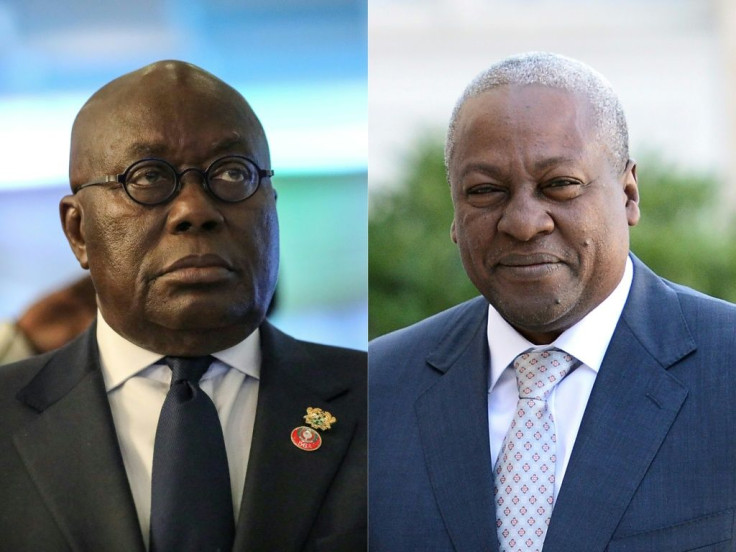 Ghana President Nana Akufo-Addo, left, is facing a challenge from opposition leader John Mahama