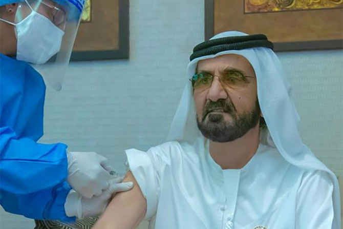 Dubai ruler Sheikh Mohammed bin Rashid Al-Maktoum receives an experimental coronavirus vaccine in November, joining other top Emirati officials to take part in third-phase trials