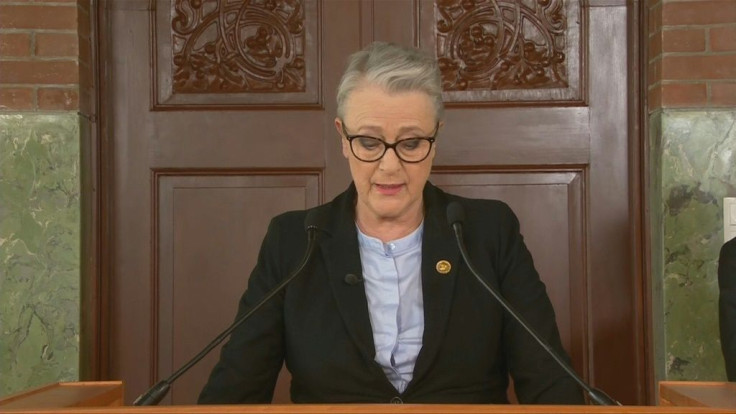 Nobel committee chairwoman Berit Reiss-Andersen announces that the Nobel Peace Prize for 2020 is awarded to the World Food Programme.