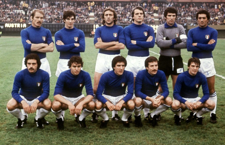 Paolo Rossi (standing second from L) with Italy at the 1978 World Cup in Argentina.
