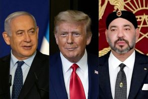 This combination of file pictures created on December 10, 2020 shows Israeli Prime Minister Benjamin Netanyahu (L), US President Donald Trump (C), and Morocco's King Mohammed VI