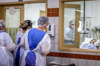A patient is treated in the Covid-19 intensive care unit at Santa Casa de Misericordia Hospital in Porto Alegre, Brazil, on December 9, 2020