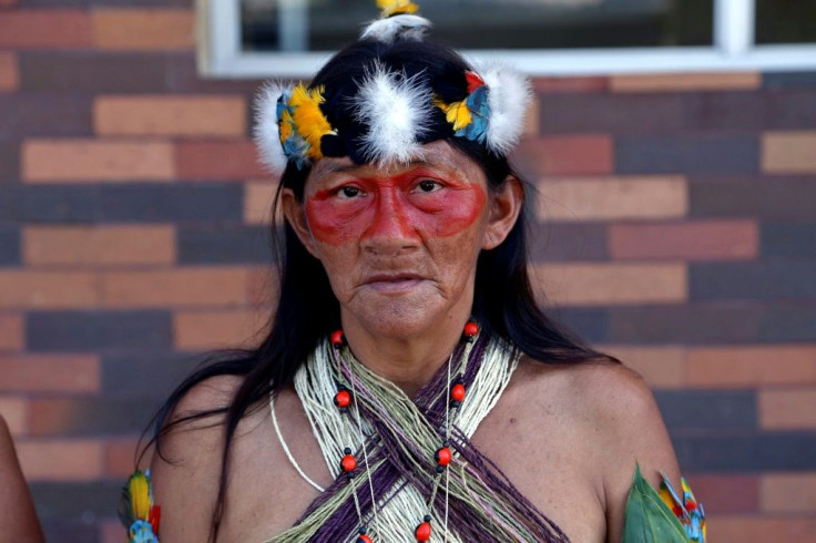 Waorani indigenous woman Juana Mintare poses after filing a lawsuit against Chinese oil company PetroOriental in Orellana province Ecuador, on December 10, 2020