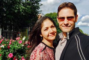 Vina Nadjibulla with husband Michael Kovrig (R), who has been "arbitrarily detained" for two years in China