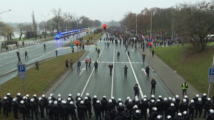 Anti-government protests in Warsaw for anniversary of communist-era crackdown