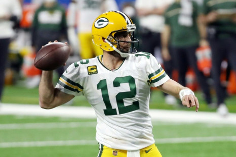 Green Bay quarterback Aaron Rodgers throws a pass in the Packers' NFL victory over the Detroit Lions