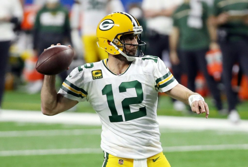 Green Bay quarterback Aaron Rodgers throws a pass in the Packers' NFL victory over the Detroit Lions