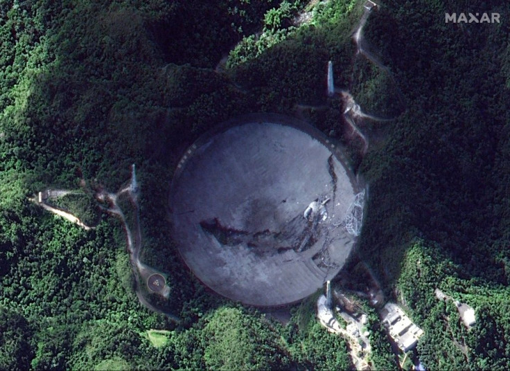 This satellite image shows the Arecibo Observatory in Arecibo, Puerto Rico, after the collapse of its 900-tonne receiver platform