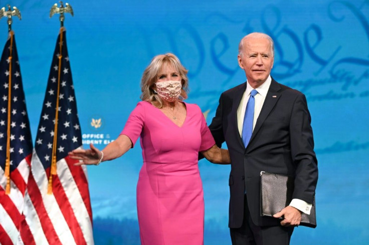 US President-elect Joe Biden, seen with his wife Dr Jill Biden, advanced closer towards his January 20, 2021 inauguration with the Electoral College formally affirming his election victory over President Donald Trump