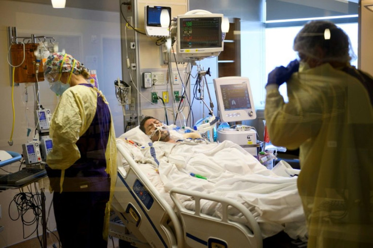 A Covid-19 patient at a parking lot converted into a care unit in Reno, Nevada