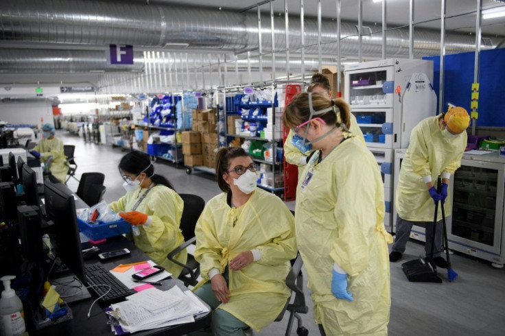 Medical staff at a parking lot converted into a care unit in Reno, Nevada