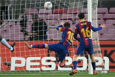 Lionel Messi scores his 643rd goal for Barcelona to equal Pele's single-club record