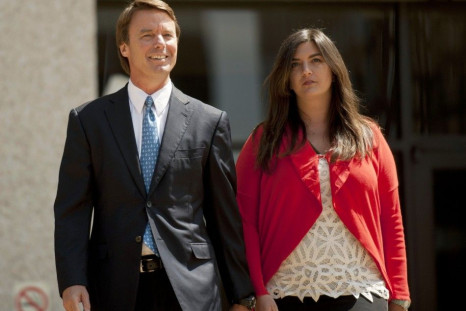 John Edwards and his daughter Cate Edwards depart from the U.S. District Court in Winston-Salem North Carolina