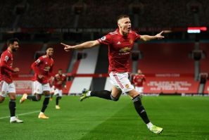 Flying high: Scott McTominay (right) scored twice as Manchester United beat Leeds 6-2 to move up to third