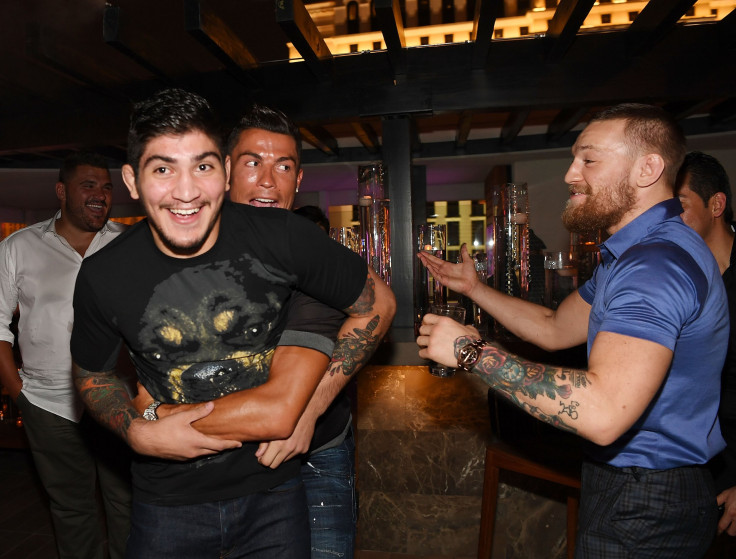  Dillon Danis, Cristiano Ronaldo and Connor McGregor attend Jennifer Lopez's birthday at Nobu Villa Atop Nobu Hotel at Caesars Palace on July 24, 2016 in Las Vegas, Nevada.