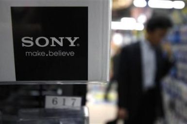 Man looks at Sony Corp&#039;s products at an electronics store in Tokyo
