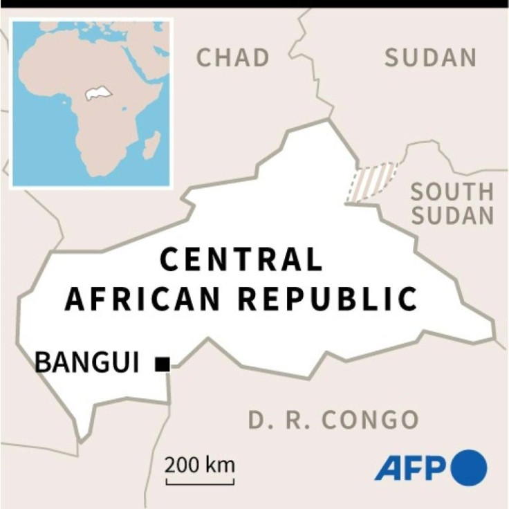 Map of Central African Republic locating the capital Bangui