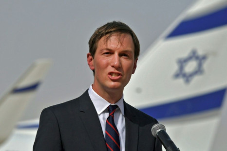 In this file photo from August 31, Jared Kushner speaks at Abu Dhabi airport following the arrival of the first ever commercial flight from Israel to the UAE