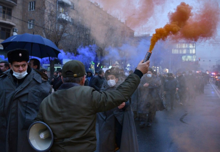 Protesters have taken to the streets in Armenia demanding the premier's resignation over the peace deal