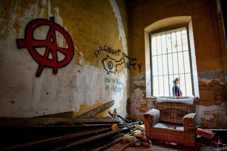 The interior of an abandoned building adjoining another that collapsed a year ago