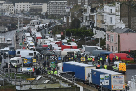 Drivers and their vehicles were still stick at the port of Dover, in Kent, south east England