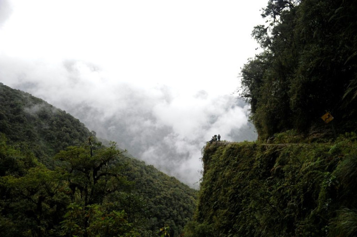 A view of Bolivia's ominous Death Road just outside La Paz, which is popular amongst thrill seeking tourists