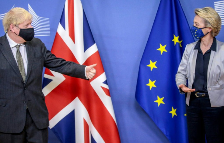 Britain's Prime Minister Boris Johnson with European Commission President Ursula von der Leyen