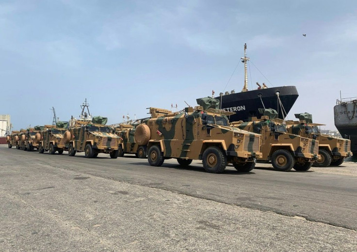 A Facebook page linked to Libya's UN-recognised Government of National Accord shared a photo that reportedly shows Turkish-made armoured personnel vehicles at Tripoli port