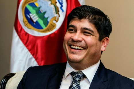 Costa Rican President Carlos Alvarado was at Juan Santamaria airport in the capital San Jose to greet the flight that delivered the first vaccine doses