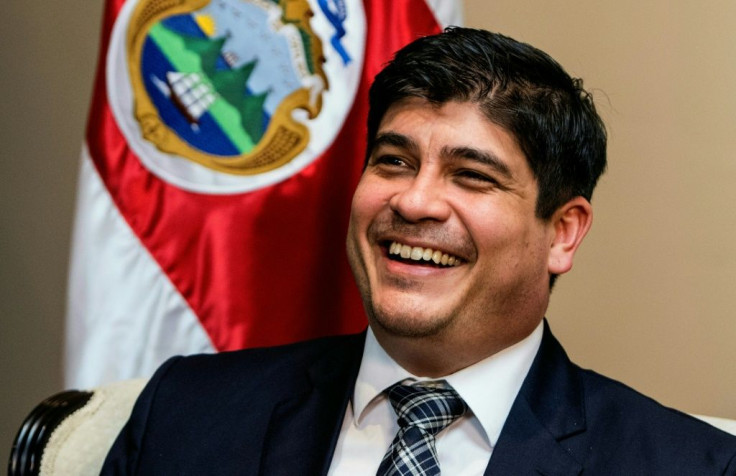 Costa Rican President Carlos Alvarado was at Juan Santamaria airport in the capital San Jose to greet the flight that delivered the first vaccine doses
