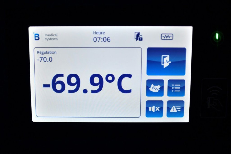 This is the temperature on the freezer where the first shipment of Pfizer-BioNTech Covid-19 vaccines were kept at the AP-HP central pharmacy outside Paris