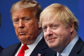 Britain's Prime Minister Boris Johnson welcomes US President Donald Trump, a close ally, to a NATO summit in Watford, England in December 2019