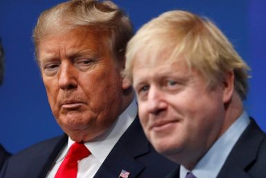 Britain's Prime Minister Boris Johnson welcomes US President Donald Trump, a close ally, to a NATO summit in Watford, England in December 2019