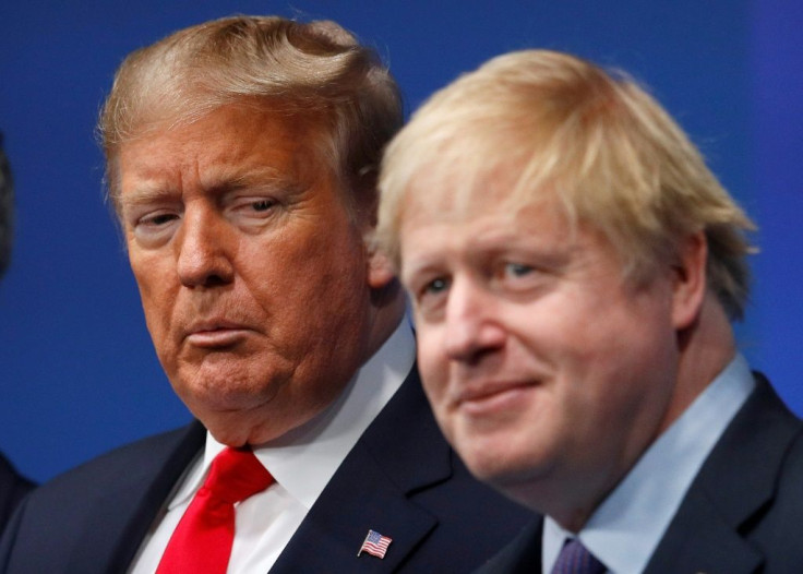 Britain's Prime Minister Boris Johnson welcomes US President Donald Trump, a close ally, to a NATO summit in Watford, England in December 2019