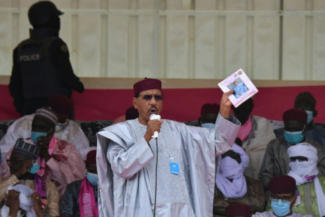 On the stump: Presidential frontrunner Mohamed Bazoum gives a campaign speech at Diffa, southeastern Niger, four days before polling day