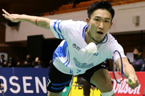 Badminton world number one Kento Momota (pictured competing in the singles semi-final on December 26, 2020) won the All-Japan championships nearly a year after suffering serious injuries in a car crash