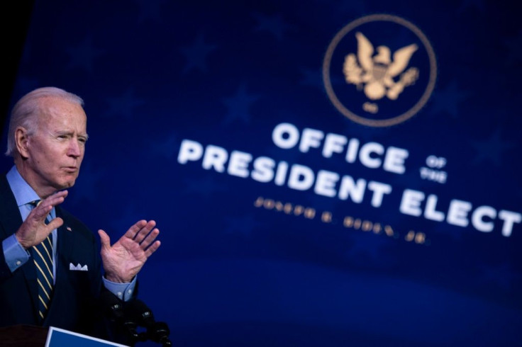 US President-elect Joe Biden speaks about foreign policy after a briefing in Wilmington, Delaware