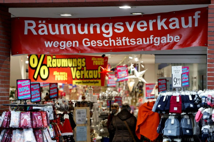 Banners like this one reading 'Clearance sale due to business closure' have become a more frequent sight in German towns and cities