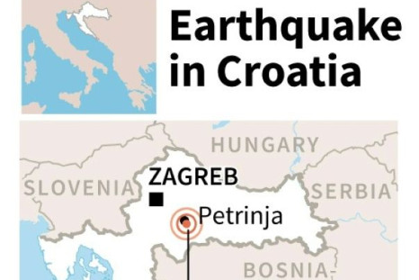 Map locating an earthquake which struck Croatia on Tuesday.