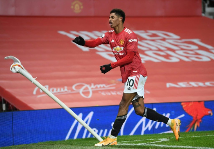 Just in time: Marcus Rashford's 93rd minute winnner took Manchester United second in the Premier League