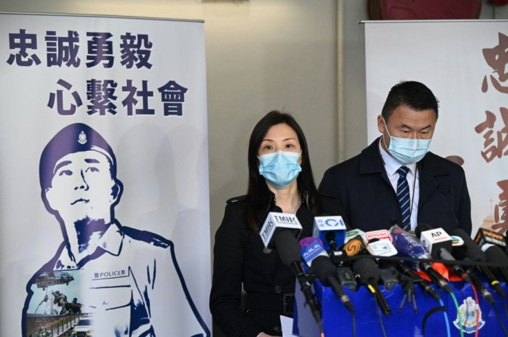 Hong Kong police spoke to the press after the trial