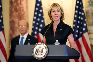 Kelly Craft, seen here in September 2020  has voted against the UN budget in one of her last acts as US ambassador to the world body