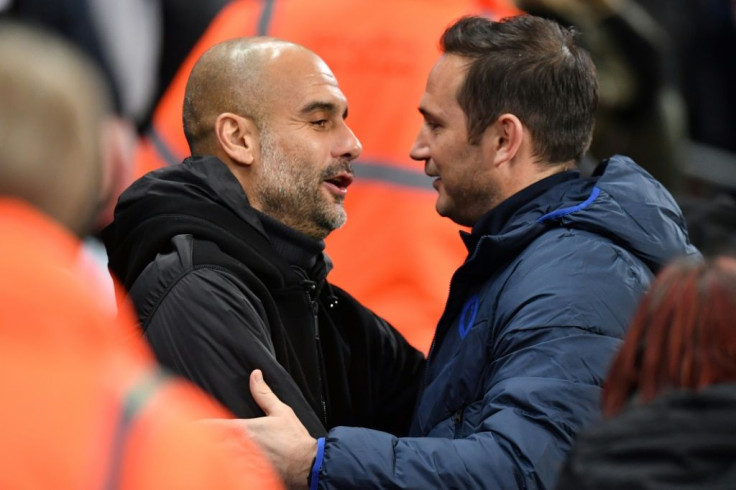 Manchester City manager Pep Guardiola (left) is preparing to pit his wits against Chelsea boss Frank Lampard