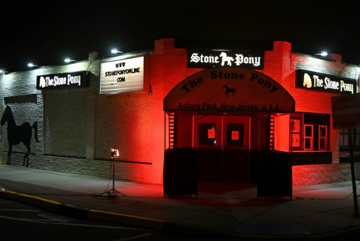 The Stone Pony in Asbury Park, New Jersey was lit red in September 2020, as venues nationwide urged Congress to provide financial help to entertainment and live event industry workers decimated by the pandemic